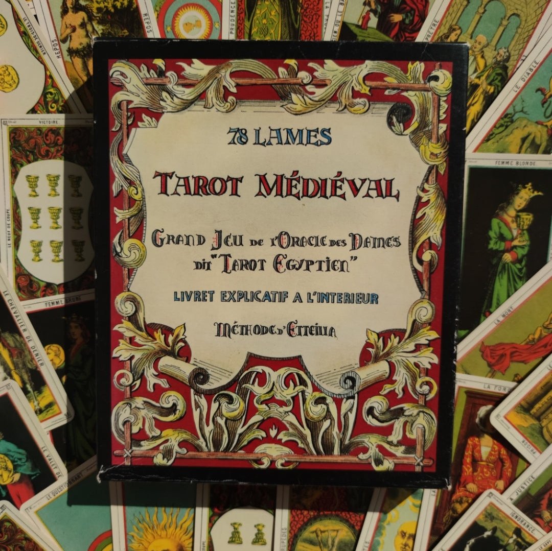 Tarot Médiéval Étteilla – Reproduction Rare 78 Cartes – Jeu Divinatoire Ancien & Livret Français