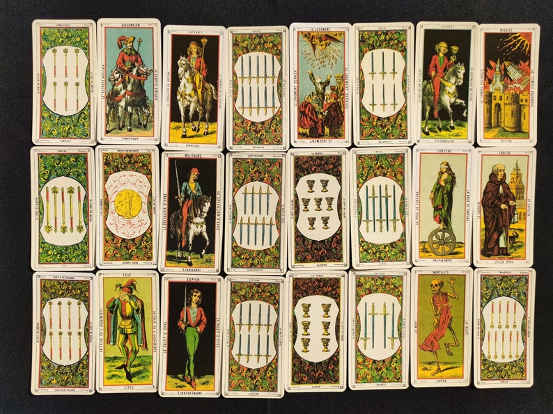 Tarot Médiéval Étteilla – Reproduction Rare 78 Cartes – Jeu Divinatoire Ancien & Livret Français