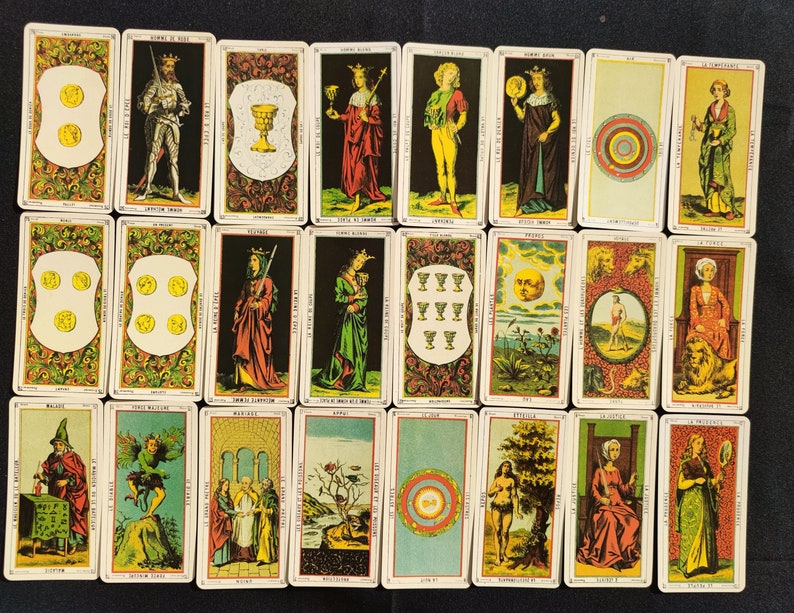 Tarot Médiéval Étteilla – Reproduction Rare 78 Cartes – Jeu Divinatoire Ancien & Livret Français