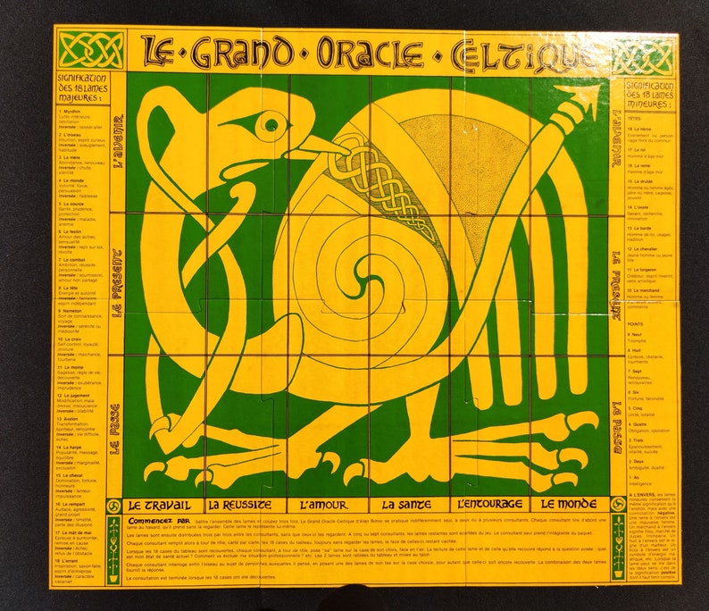 Grand Oracle Celtique Alan Borvo – Édition Rare 1981 – Jeu Divinatoire Celtique Complet avec Livret
