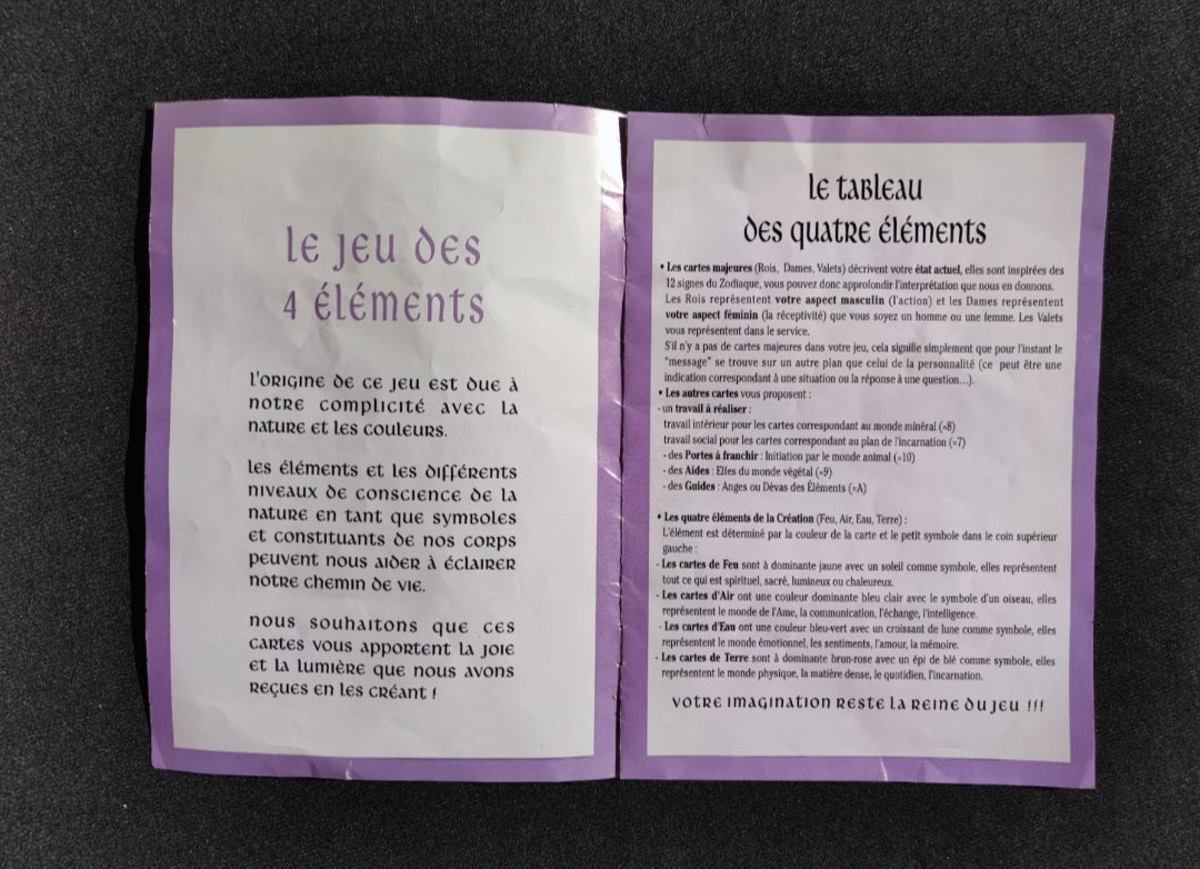 Jeu Divinatoire 4 Éléments 1993 • Oracle Feu Terre Air Eau