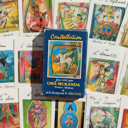 Oracle Astrologique Uma Mukanda (1986) – Jeu Rare de 32 Cartes avec Livret en Français