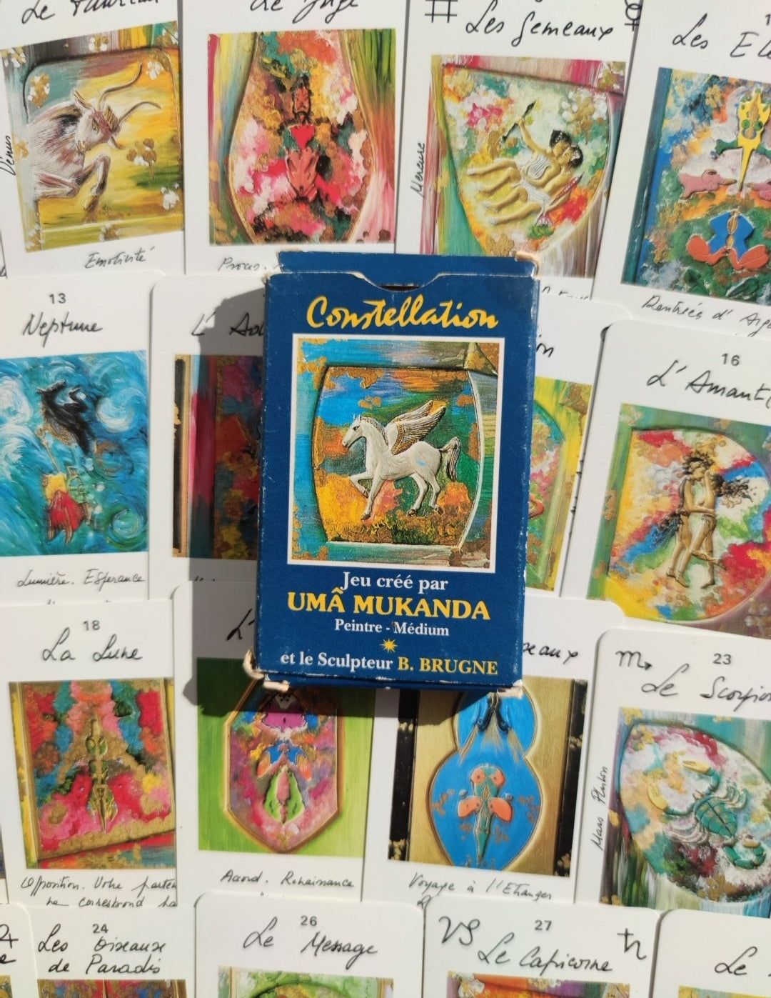 Oracle Astrologique Uma Mukanda (1986) – Jeu Rare de 32 Cartes avec Livret en Français