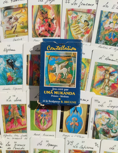 Oracle Astrologique Uma Mukanda (1986) – Jeu Rare de 32 Cartes avec Livret en Français