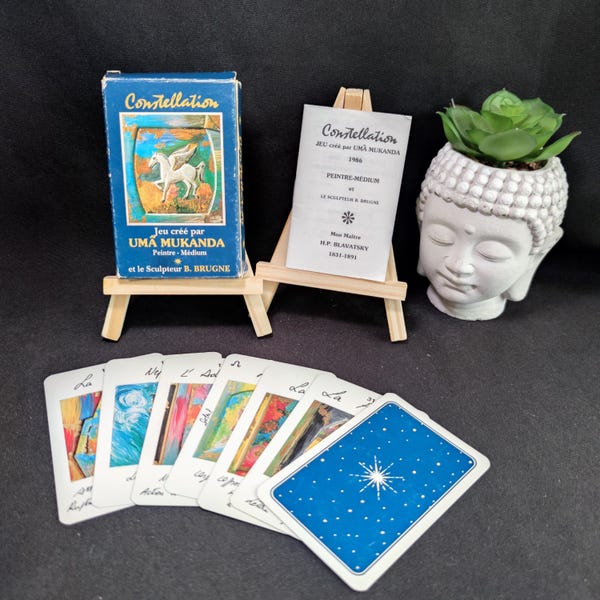 Oracle Astrologique Uma Mukanda (1986) – Jeu Rare de 32 Cartes avec Livret en Français