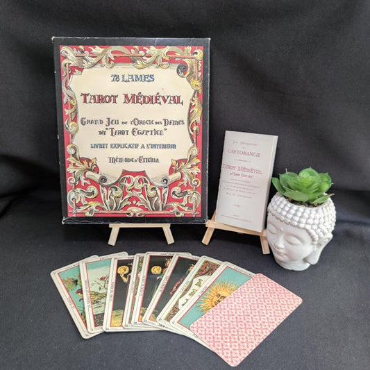 Tarot Médiéval Étteilla – Reproduction Rare 78 Cartes – Jeu Divinatoire Ancien & Livret Français