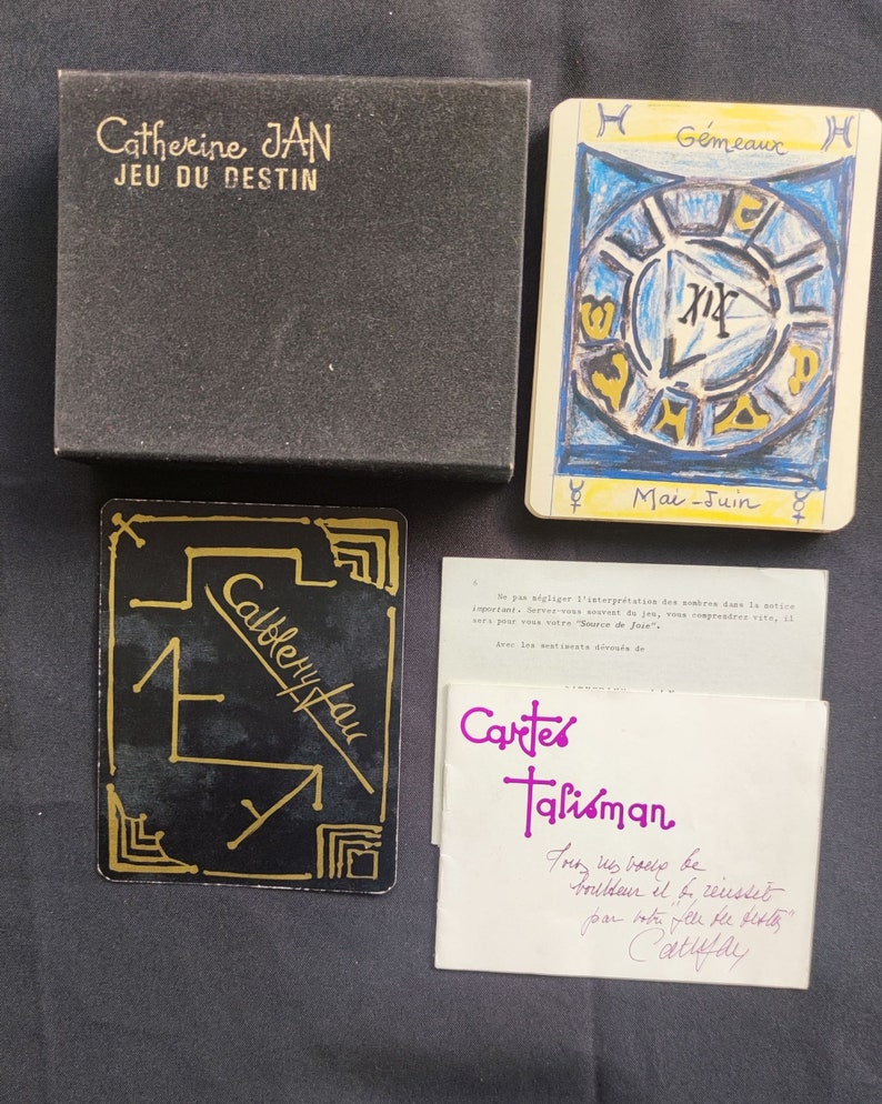 Jeu du Destin – Cartes Talisman de Catherine Jan – Oracle Astrologique Ancien et Rare en Français (Vintage)