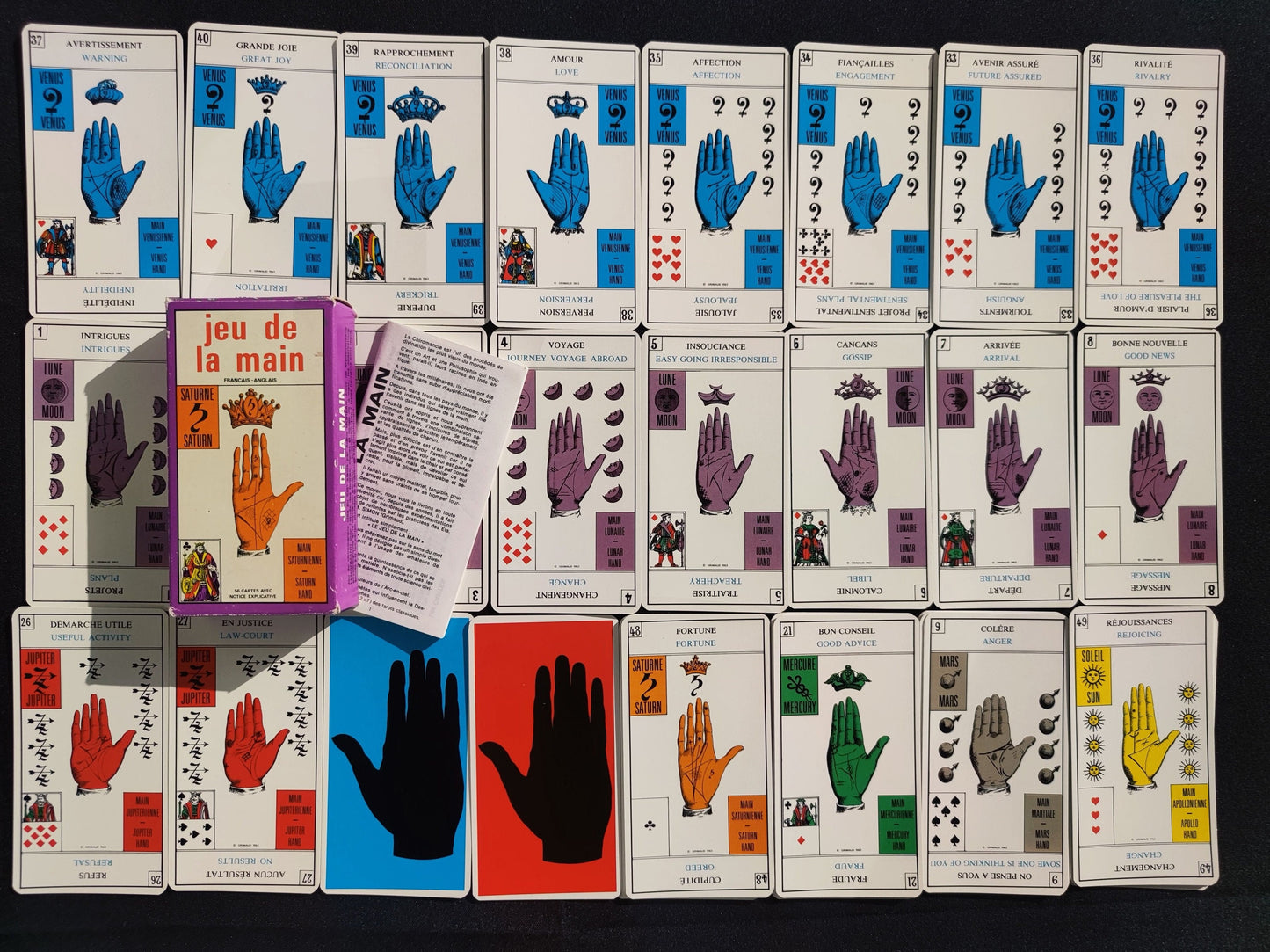 Hand game,palmistry-Grimaud- 1969-gift-divination-cartomancy-clairvoyance-fortune telling- tarot deck-esotericism-prediction