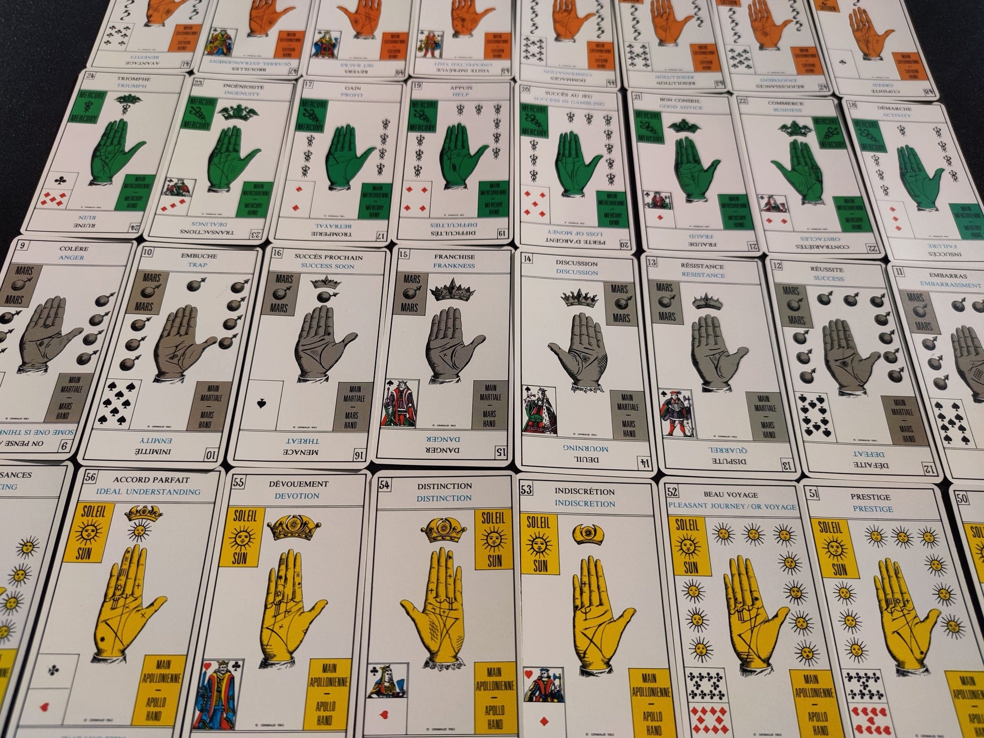 Hand game,palmistry-Grimaud- 1969-gift-divination-cartomancy-clairvoyance-fortune telling- tarot deck-esotericism-prediction