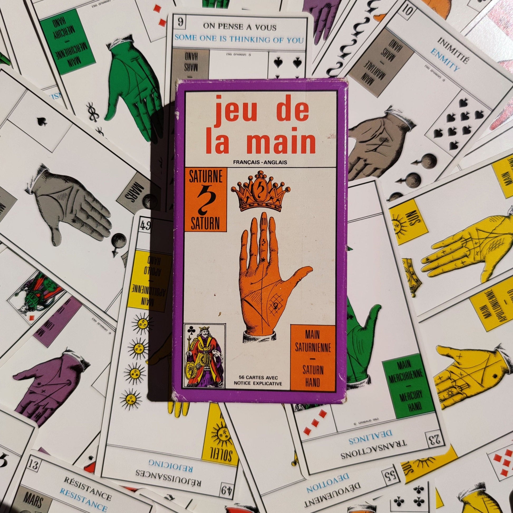 Hand game,palmistry-Grimaud- 1969-gift-divination-cartomancy-clairvoyance-fortune telling- tarot deck-esotericism-prediction