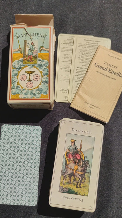Grand Etteilla Tarot Égyptien Dusserre 1980 – Jeu Divinatoire Rare Complet avec Livret