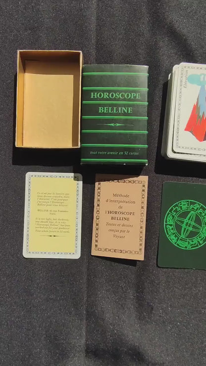 Horoscope de Belline est une première édition limitée de 1964 dont la boîte est écrite en vert sur fond noir n'a pas été
imprimée par le Maître Cartier Grimaud(comme ses futures éditions ) mais en Belgique par Belline lui-même.