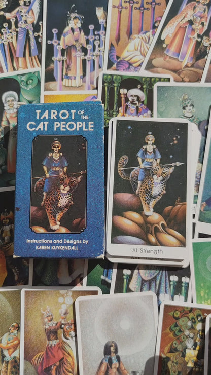Tarot of the Cat People – Karen Kuykendall – Jeu de Tarot Rare 78 Cartes + Livret – Thème Chats et Fantastique